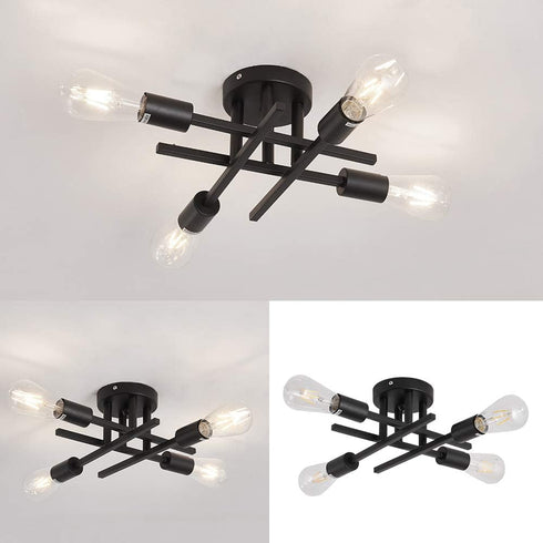 4 E26 ZGLAOJT Semi Flush Mount Light Ceiling Light Matte Black with Base Modern Chandelier for Farmhouse Kitchen Dining