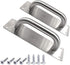 WANLIAN 2Pcs Pull Push Door Plate Handle - 8inch Stainless Steel Heavy Duty Barn Door Pull with Mounting Screws (Silver)