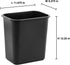 United Solutions 13 Quart / 3.25 Gallon Space-Efficient Trash Wastebasket, Fits Under Desk, Easy to Clean, Black