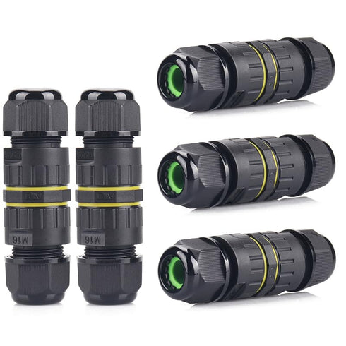 IP68 Waterproof 2 Way 2 Pin Junction Box, Electrical Cable Connector, 5 Pack 17.5A 400V M16 Wire Range