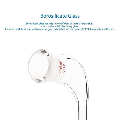 Stonylab Glass 105 Degree Angle Distillation Adapter, Borosilicate Glass with 19/22 Outer Joint