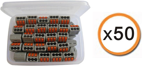 Lever Wire Connectors, Compact Splicing Electrical Connectors, 3 Conductor for Quick Connect, 50 Pack