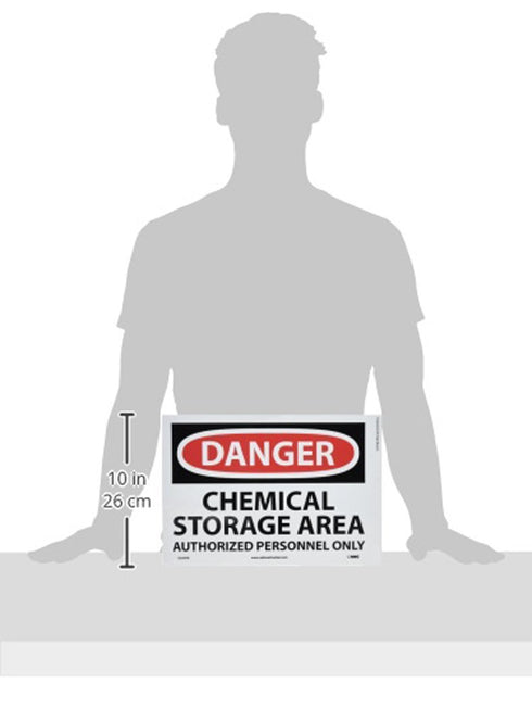NMC D240PB DANGER - CHEMICAL STORAGE AREA - AUTHORIZED PERSONNEL ONLY, 14 in. x 10 in. PS Vinyl Danger Sign.