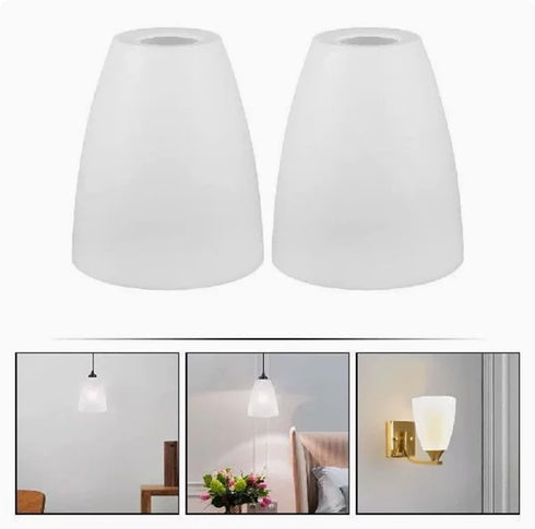 TOPWEL 2Pcs 4.523.93inch 30mm White Frosted Plastic Horseshoe Lampshades Flat Head Oval Chandelier Shade with Upper