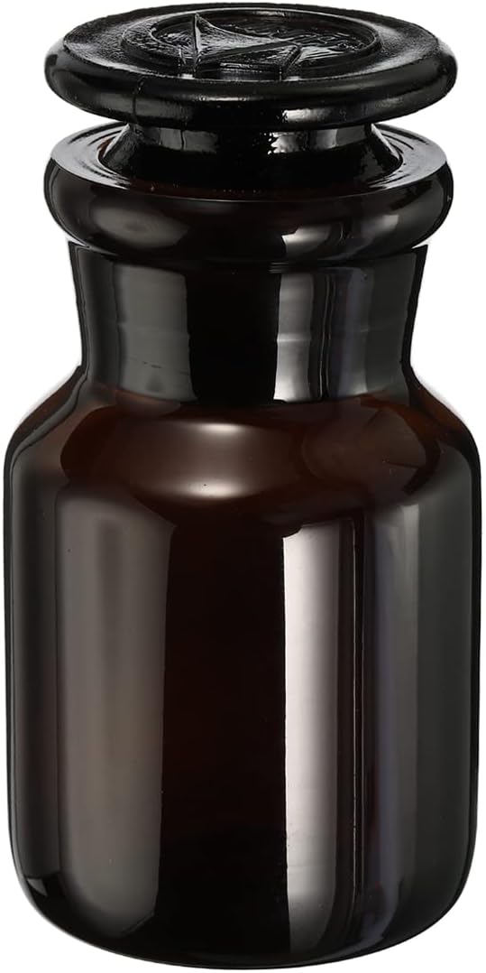PATIKIL 60mL Round Wide Mouth Glass Reagent Media Bottle, 1Pcs with Amber Cap for Chemistry Lab, Amber