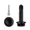 #14 x 1" Sheet Metal Screws, 80 PCS Black Hex Washer Head Self-Drilling Screws, 410 Stainless Steel with Hex Bit