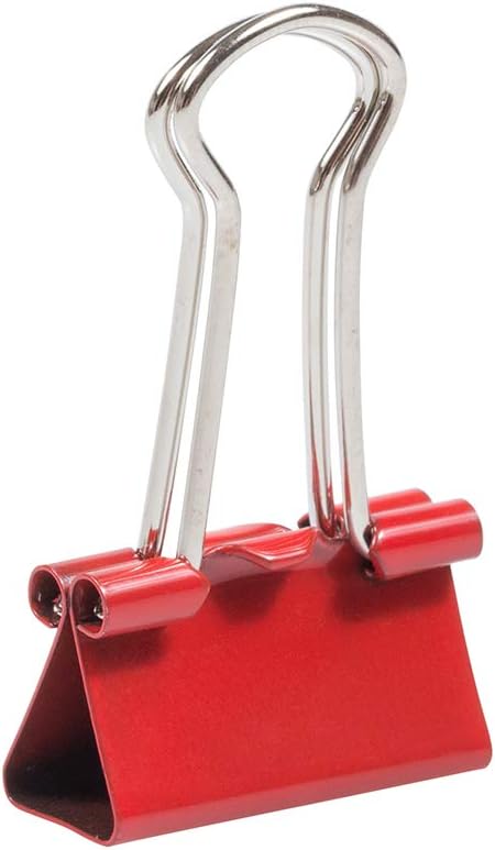 JAM PAPER Small Colorful Binder Clips, 3/4 Inch (19 mm), Red, 25/Pack