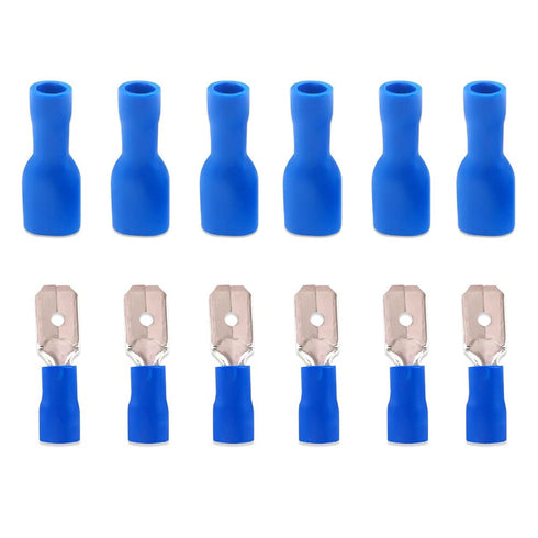 100PCS Spade Terminal 16-14 AWG Male Female Insulated Wire Connectors, Electrical Crimp Connectors (Blue/SPSL)