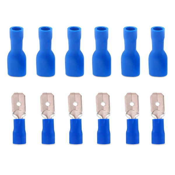 100PCS Spade Terminal 16-14 AWG Male Female Insulated Wire Connectors, Electrical Crimp Connectors (Blue/SPSL)