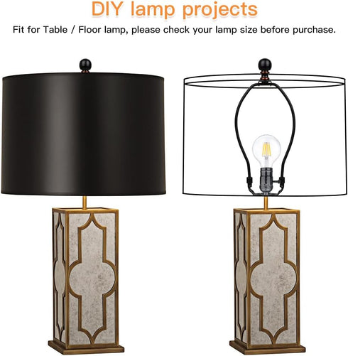 8 Inch Lamp Harp, 2 Set Black Lamp Shade Holder with Finial, DIY Detachable Replacement Adapter for Table & Floor Lamps