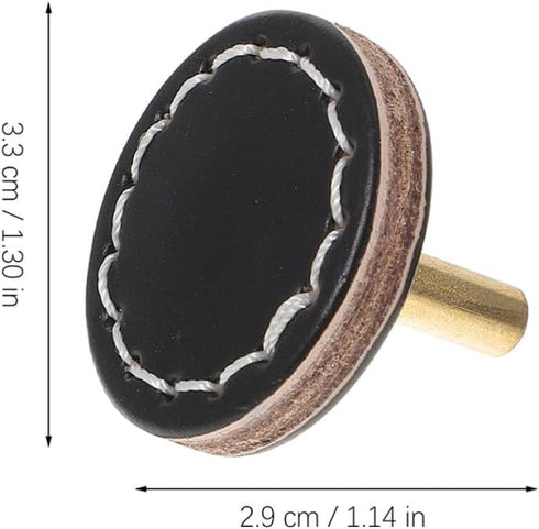 2pcs balacoo Black Gold Single Hole Leather Drawer Pulls Cabinet Handles Round Leather Cabinet Knobs for Dressers