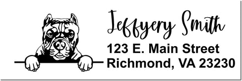 7/8 2-1/4 Adorable Peeking Pitbull Self-Inking Return Address Stamp for Cards, Letters & Envelopes | Custom