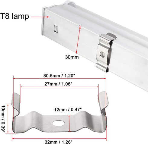uxcell T8 Clips Bracket Hanger for Integrated Tube Light Fixture, Nickel-plated Manganese Steel, Pack of 15
