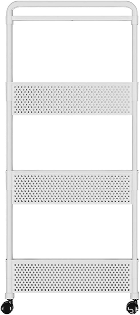 Slim Rolling Storage Cart for Small Space, 4 Tier White Utility Cart