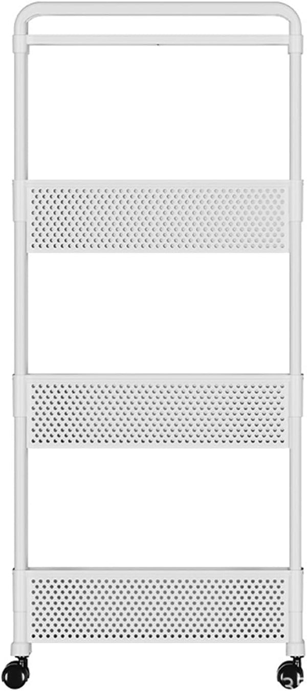 Slim Rolling Storage Cart for Small Space, 4 Tier White Utility Cart
