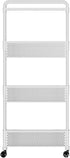 Slim Rolling Storage Cart for Small Space, 4 Tier White Utility Cart