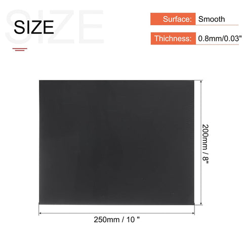 MECCANIXITY Black ABS Plastic Sheet 10 x 8 x 0.03 Inch for Building Model, DIY Crafts, Panel, Pack of 2 Pcs