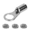 High-Temperature Ring Terminals, 16-14 AWG Wire Size, 1/4" Stud Size, Nickel Plated Steel, Pack of 100 Pcs, OL-05384