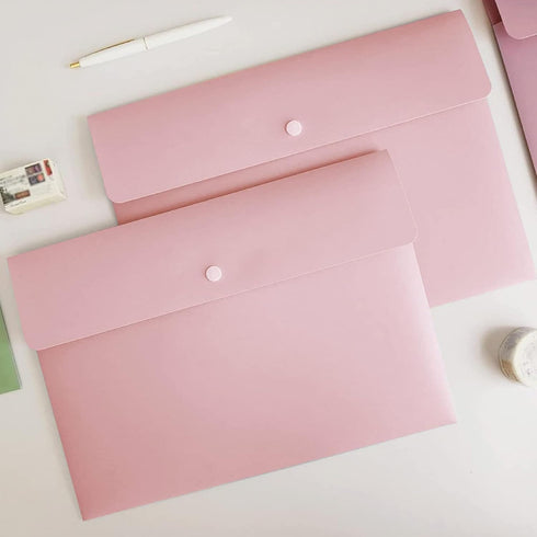VANRA Poly File Folders, Letter Size File Jackets Organizer with Snap Button Closure, A4 Document Holder (Pastel Pink,
