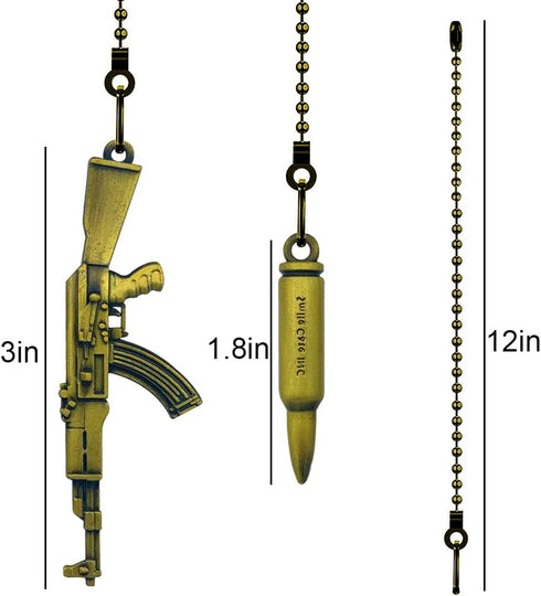 4 Pendant,14 Inch 3mm Pcs Bronze Ceiling Fan Pull Chains Extension Gun Shaped Beaded Ball Fan Lamp Chain Extender