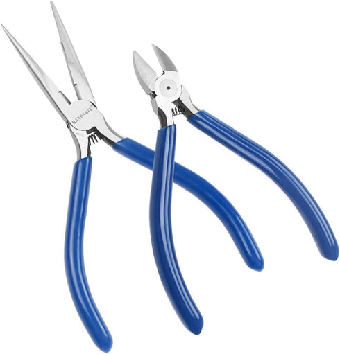 Long Nose Plier and Circlip Plier Set, HANDSKIT Micro Wire Cutter for Electronics and Jewelry Repair