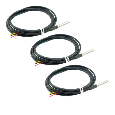 3PCS DS18B20 Waterproof Stainless Steel Temperature Sensor Digital Probe Cable, Temperature Range (-55?~ +125?)