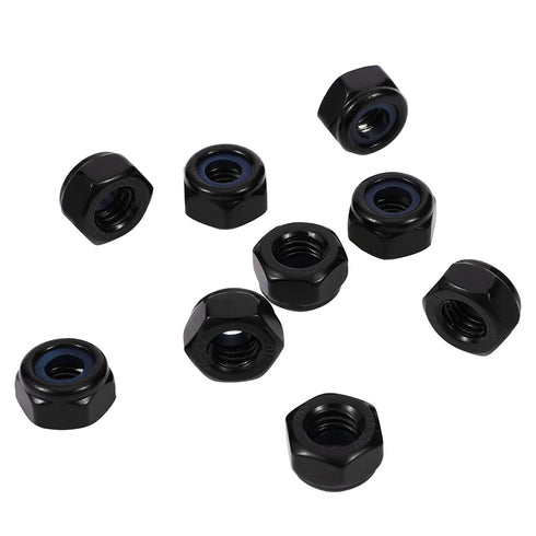 MewuDecor #8-32 304 18-8, 50 Nylon Insert Hex Lock Nuts Locknuts, Stainless Steel Black Oxide, PCS