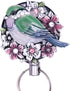 Laraine Retractable Badge Reel Holder, Metal Clip ID Card & Key Holders, Rhinestones Pearl Bird Shape 1.7”