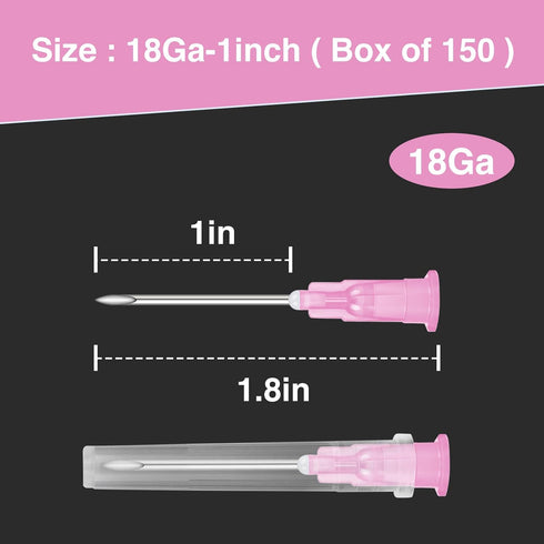150 Pack 18 Ga 1 Inch Luer Lock,Lab Accessories, Industrial Dispensing Accessories, Individually Packaged