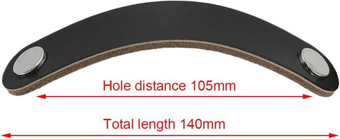 Yoohey 5 Pack Leather Cabinet Drawer Pulls, Modern Handmade Knob with Screws (Black, 14cm, 2 Holes)