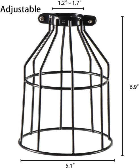 Pack 2 Bulb of Industrial Adjustable Light Fixture Lamp Guard, XIDING DIY Metal Wire Cage Light Fixture Lamp Cage