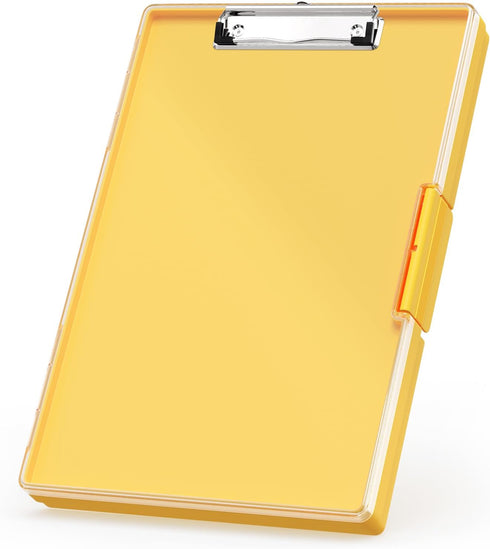 Rimilak Plastic Clipboard with Storage, Yellow, High Capacity Nursing Clipboards with 2 Storage Cases for Work School