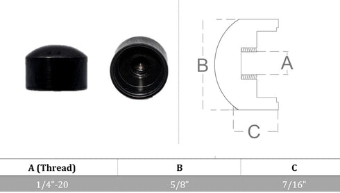 DBMIMPORTERS 1/4" 20 10 UNC - Black Oxide Stainless Steel Round Cap for Jam Nut (Right), Pc