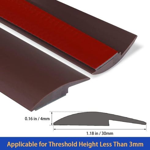 Floor Transition Strip Self Adhesive, PVC Carpet & Edging Trim Strip for Threshold Transition, Brown, 6.56 Feet