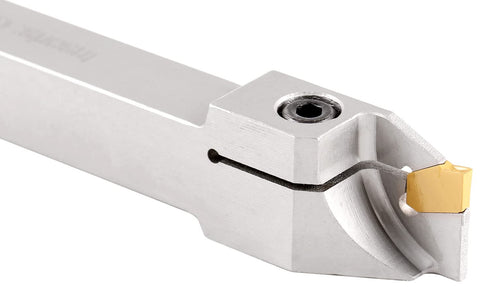 Accusize Industrial Tools 1/2'' Shank Heavy Duty Indexable Grooving/Cut-Off Holder, Nickel Plated with Carbide Insert