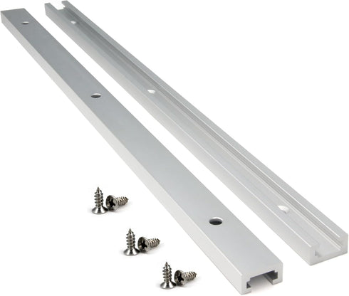 Zeberoxyz 4pcs 400mm/16" Aluminum T-Track Slider with Screws, Double Cut Profile for Woodworking and Clamps DIY Tools