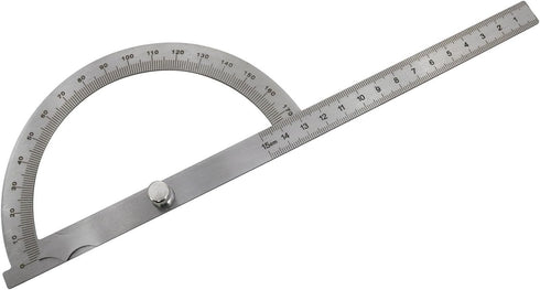 Haidong Angle Measuring Instrument Stainless Steel Protractor 0-180 Degree Rotary Arm Measuring Ruler Woodworking Degree Protractor 15cm 1PCS
