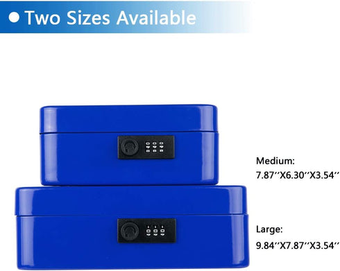 Tray,7.87"x 6.30"x 3.54" KYODOLED Cash Box with Combination Lock,Safe Metal Box for Money,Storage Lock Box with Money