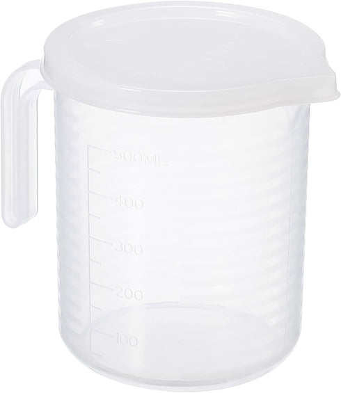 PATIKIL Graduated Beaker, 500ml PP Plastic Liquid Measuring Cup with Handle Lid and Spout for Lab Kitchen Home