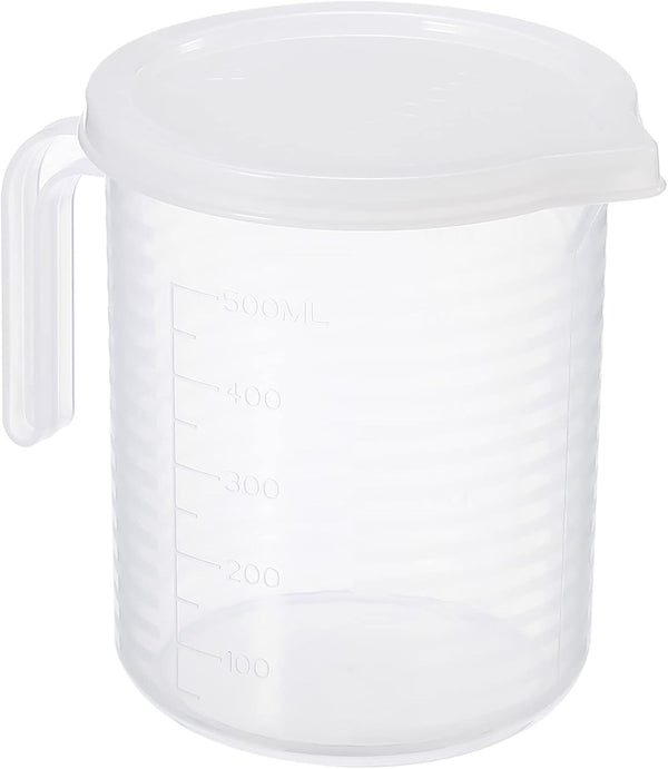 PATIKIL Graduated Beaker, 500ml PP Plastic Liquid Measuring Cup with Handle Lid and Spout for Lab Kitchen Home