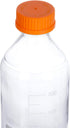 4 Pieces 1000 mL Graduated Round Glass Bottles with GL45 Orange Polypropylene Screw Cap for Media/Storage
