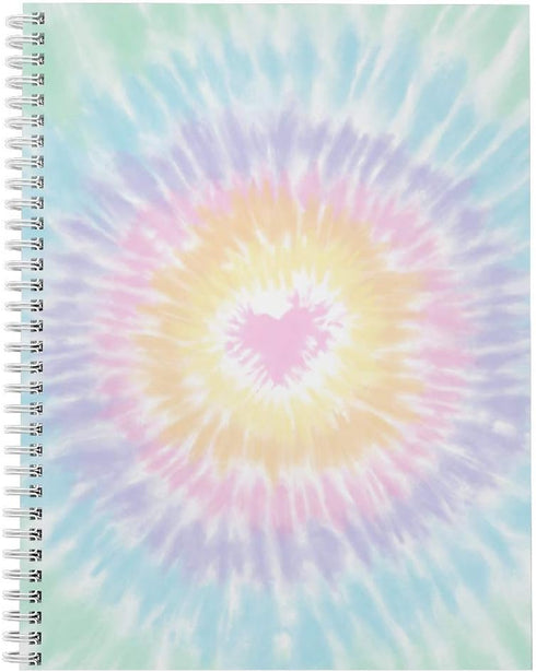 Gotcha Covered Notebooks Softcover, Love To Tie Dye, 8.5" x 11", Trendy Spiral Notebook, 120 Wide Ruled Pages