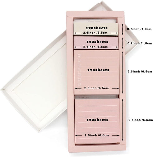 Pink Lined Sticky Notes Set 240 Sheets Square Lined Sticky Notes Pads 240 Sheets Pastel Small Sticky Notes, 4 Pads/Pack