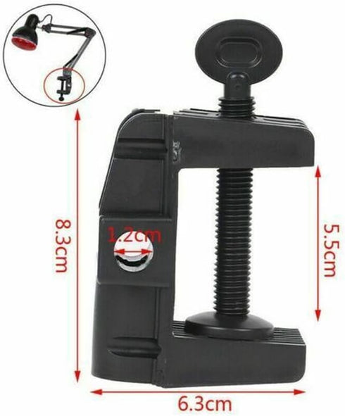 asky Adjustable Desk Lamp Bracket Holder - Black Clip Light Mount