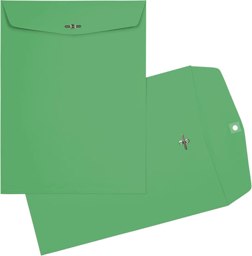 LUXPaper 9 x 12 Open End Envelopes - Clasp - Holiday Green - 80lb. Text - 50 Qty