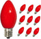 25PK C7 Christmas LED Replacement Bulbs C7 Ceramic Red LED Bulb 0.6W E12 Base for Outdoor Indoor Christmas Decor