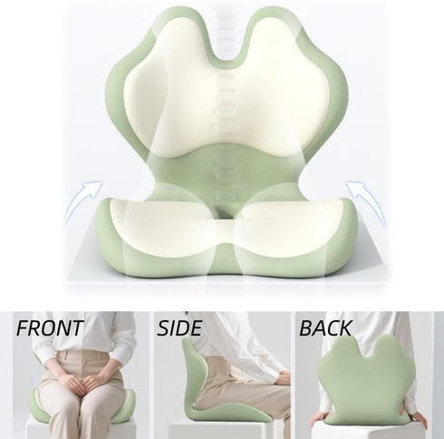 GPPYMX Seat Cushion Lumbar Support Pillow for Office Chair, Memory Foam L-Shaped Seat & Backrest Cushion for Long