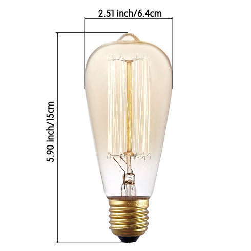 ST64INC-6 ST64 Bulb 6-Pack Bulbs-ST64 60 Watts-Dimmable, (E26) E27-Squirrel 6-Pack, 2.7, Newhouse Lighting Vintage