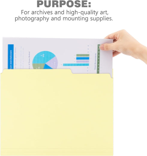 Lineco Archival Letter Size File Folders, 50 Pack, Acid-Free, Light Tan, 9.5" x 11.75" with 1/3-Cut Tab