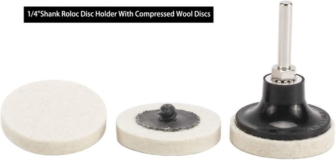 Dele 30 2" Commpressed 1 2" 1/4" Pcs of Wool Fabric Quick Change Disc Polishing Buffing Pads Wheels and Pcs of Disc Pad